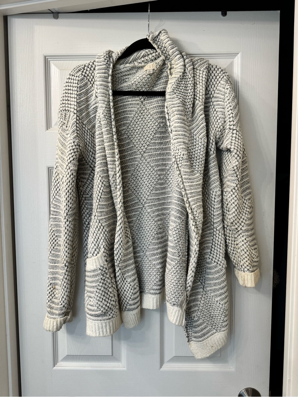 a new day Cream and Gray Open-Front Cardigan Sweater